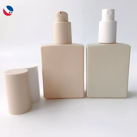 50ml Spray Perfume Bottle Square Glass Lotion Bottle Skincare Cosmetic Packaging with Pump Cap