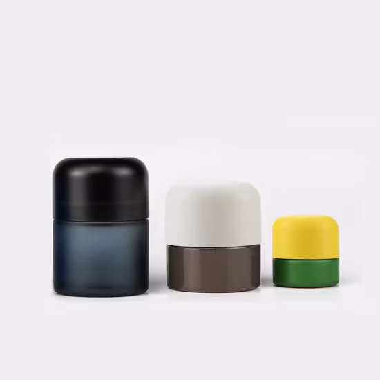 Stampa di etichette Barattoli di vetro per fiori resistenti a prova di bambino, contenitori in vetro smerigliato da 50 ml 70 ml 110 ml 150 ml 220 ml con tappo CRC