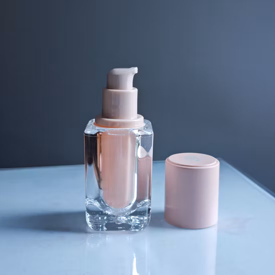 Logo personalizzato di buona qualità 30 50 60 Flacone per stampa cosmetica con emulsione per fondotinta liquido quadrato trasparente da 100 ml