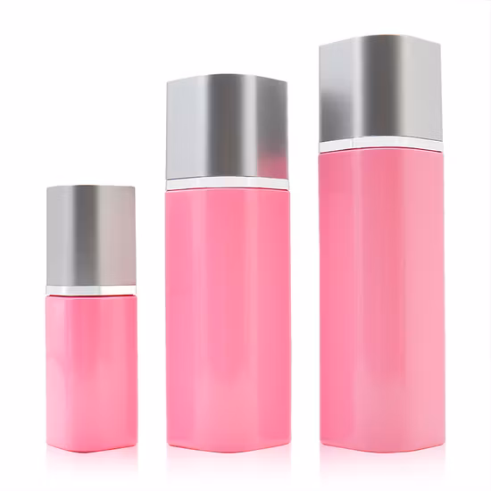 Set di flaconi cosmetici quadrati in vetro rosa da 30 g 50 ml di alta qualità Confezione per la cura della pelle