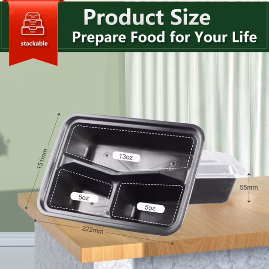 Portapranzo in plastica bianca a 6 scomparti per asporto